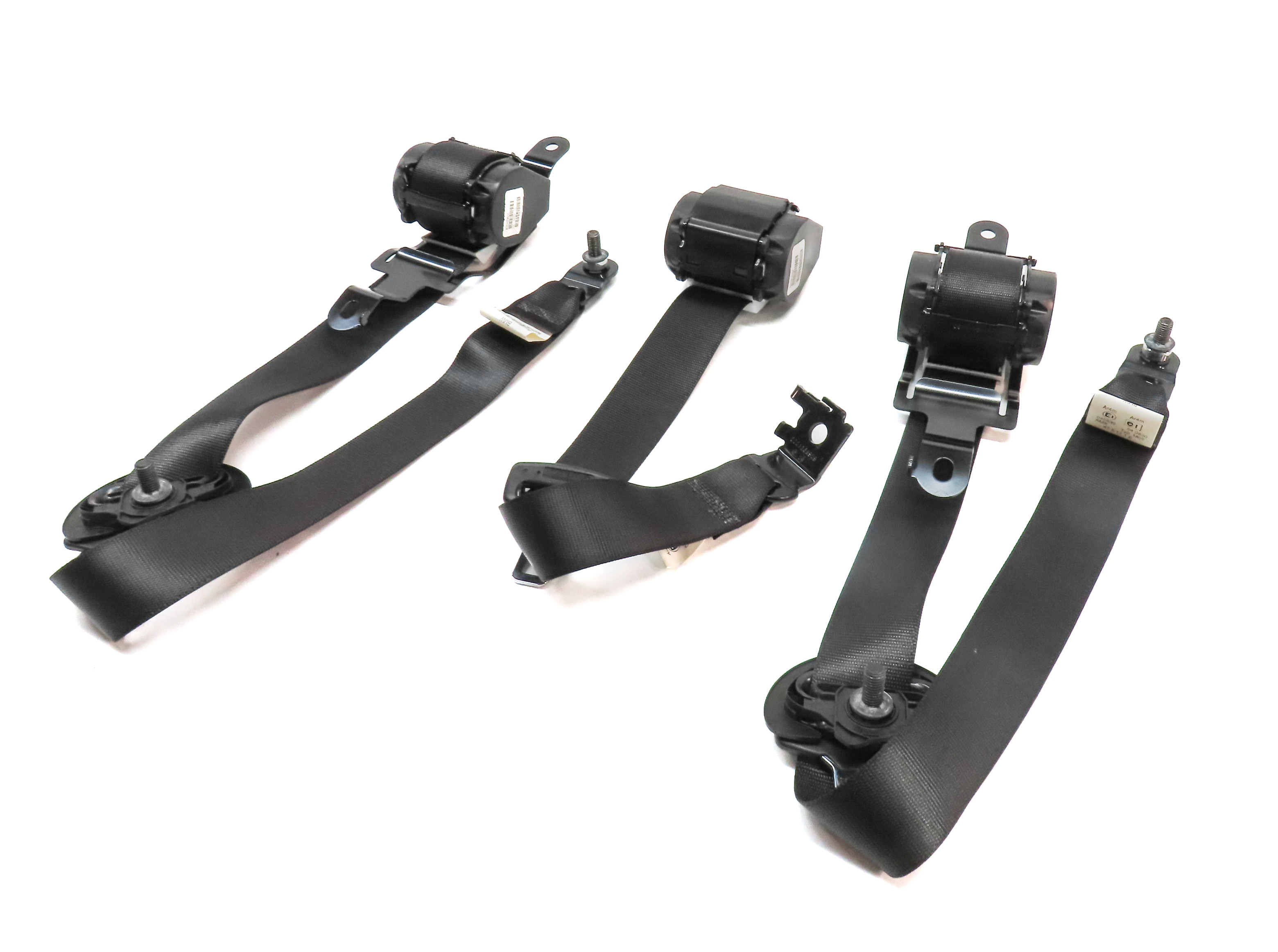 12 BMW X5 E70 REAR 2ND ROW LEFT CENTER RIGHT SEATBELT RETRACTOR SET/3 (Black) — exact item pictured